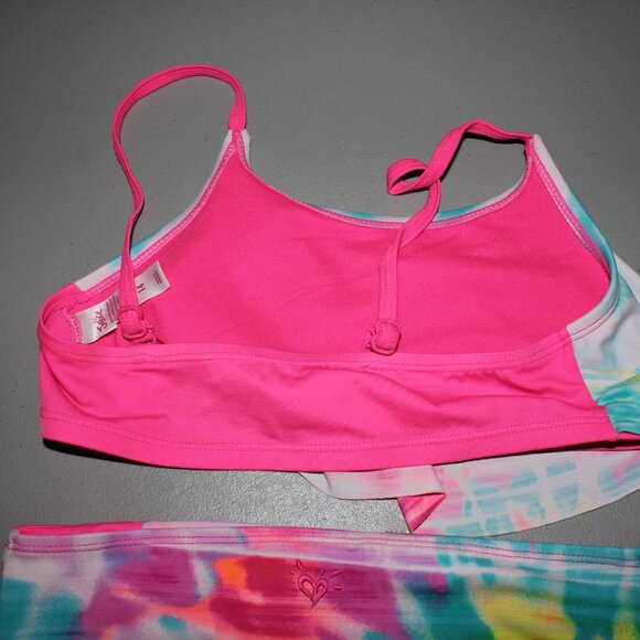 Multi Color Flamingo 2 Pcs Justice Bikini Swimsuit Size 14 - Picture 6 of 10